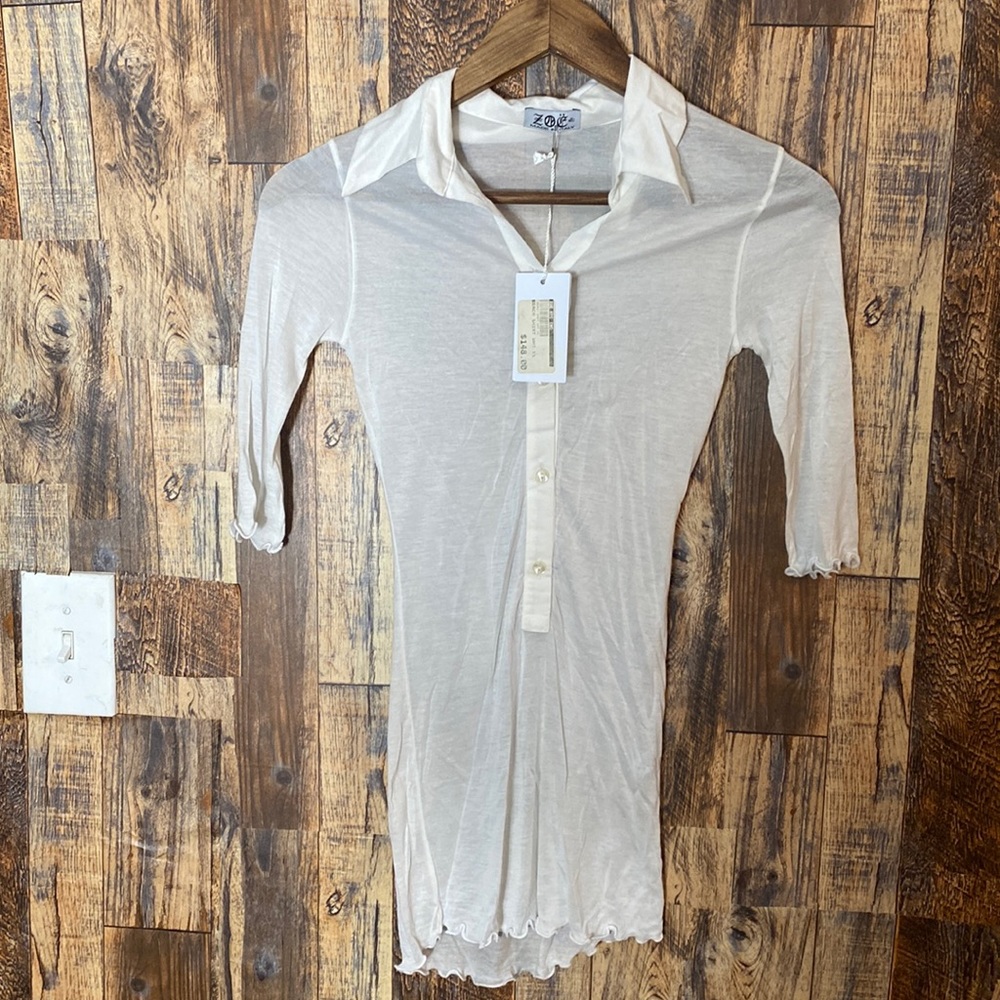 NWT Zoe Beach button down shirt shirt white xs made in Italy